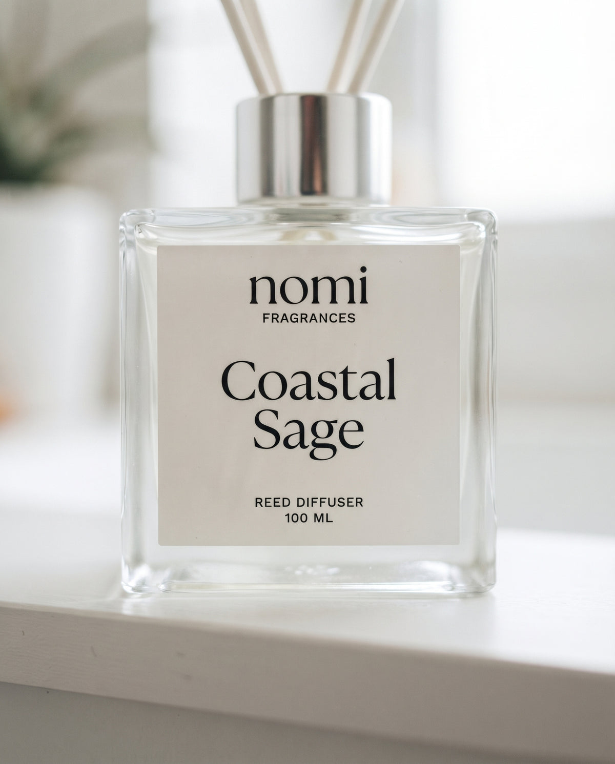 Coastal Sage reed diffuser label closeup