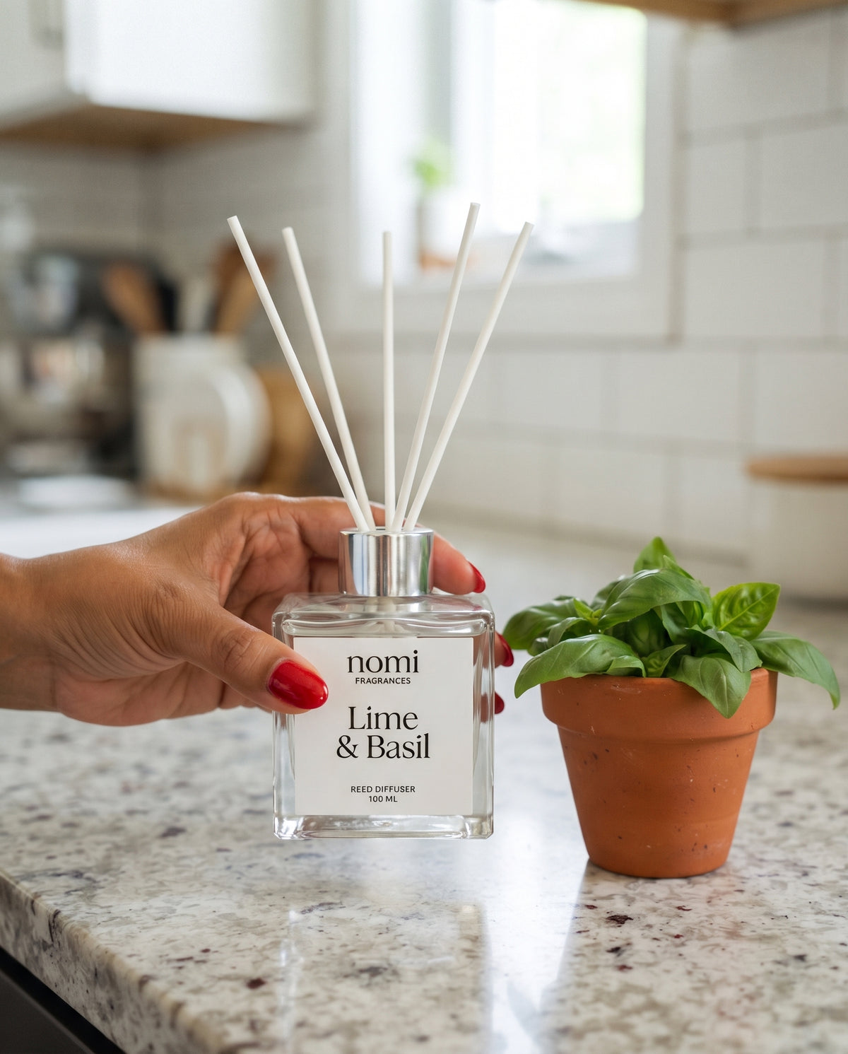 Lime & Basil reed diffuser lifestyle shot
