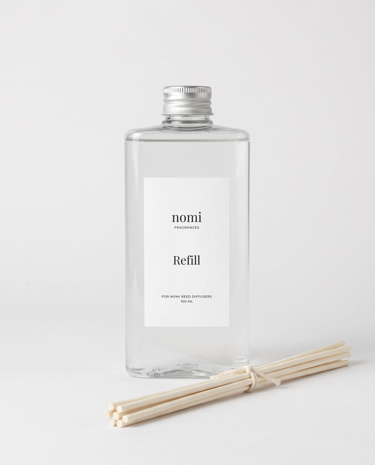 nomi reed diffuser refill, 100 ml bottle with fresh rattan reeds