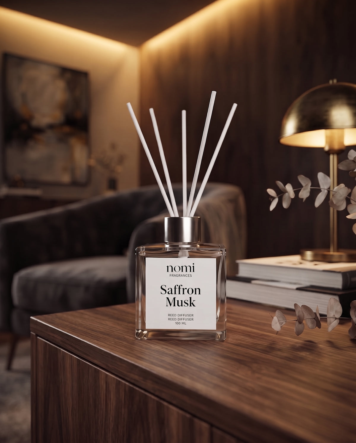 Saffron Musk Reed Diffuser lifestyle