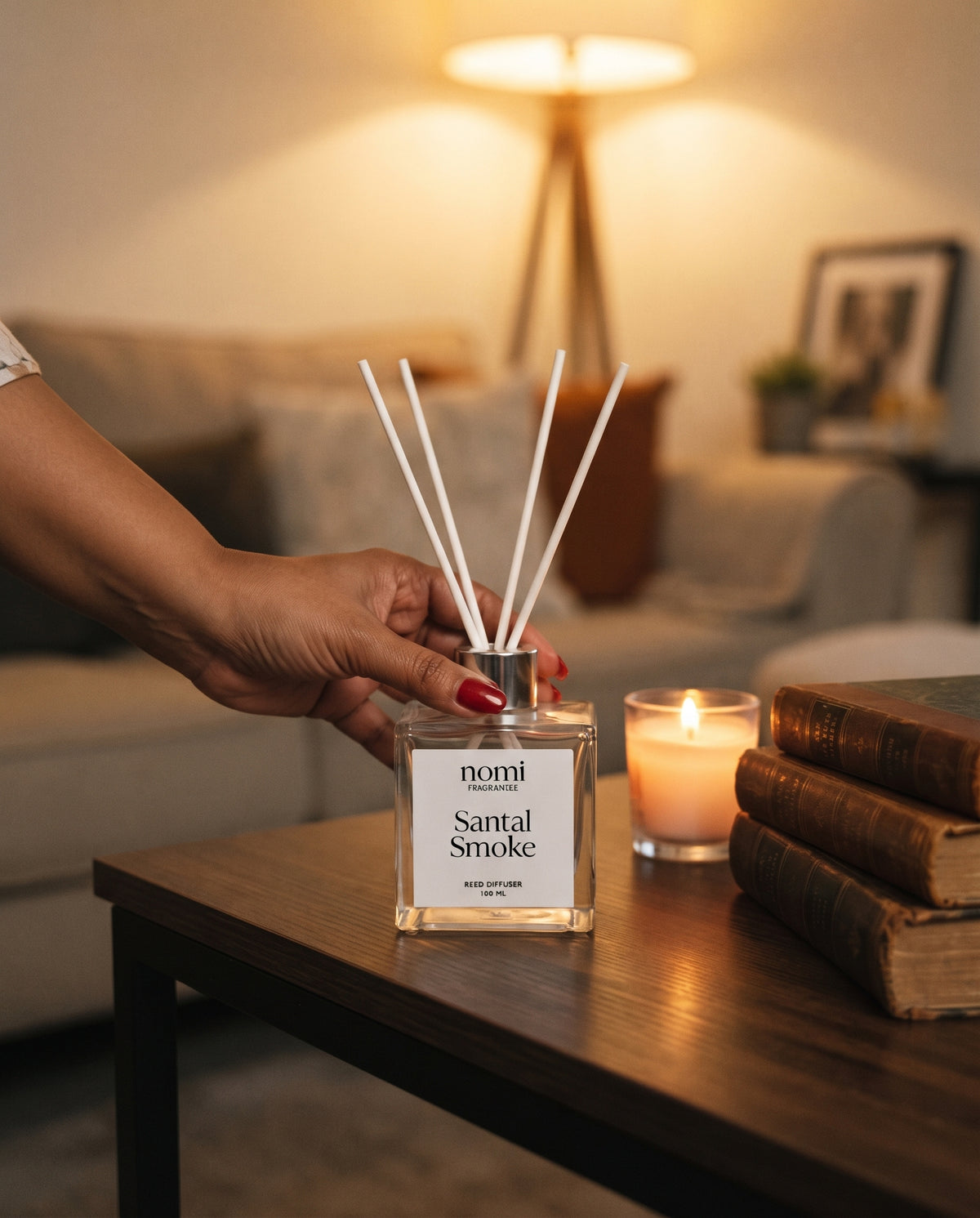 Santal Smoke reed diffuser lifestyle shot