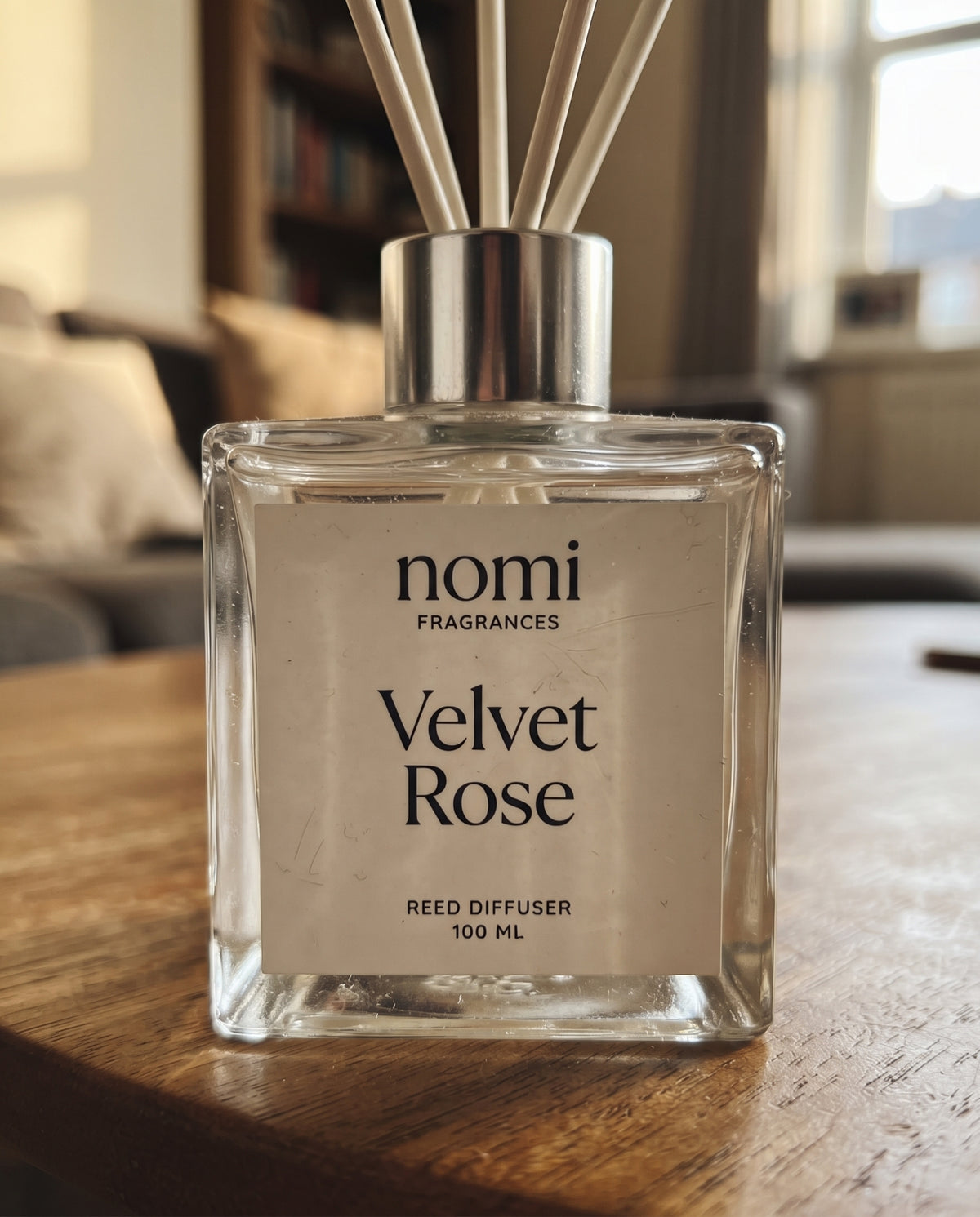 Velvet Rose reed diffuser label closeup